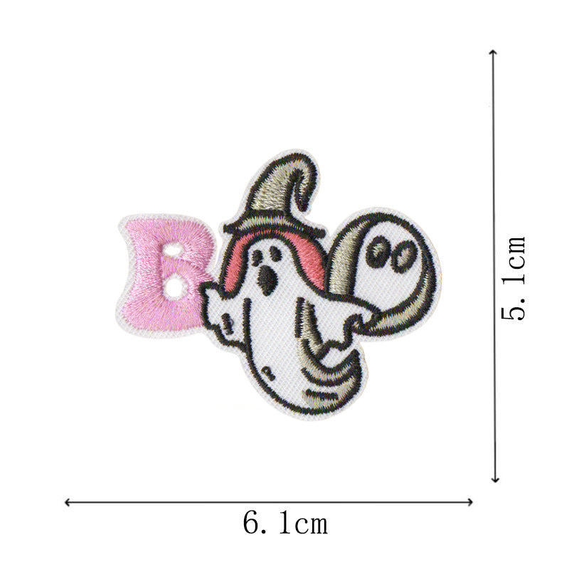 Wholesale new small ghost magic embroidery stickers cartoon cloth stickers handbook mobile phone Halloween decoration stickers DIY embroidery